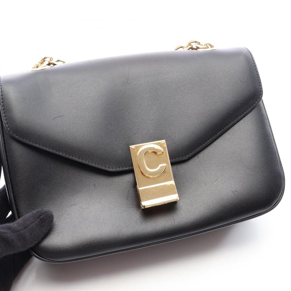 Celine C Medium Shoulder Bag Handbag Leather Women's Black - Picture 9 of 13